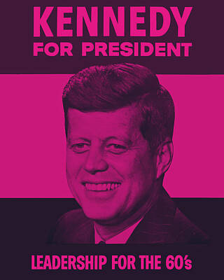 Line Drawing Quibe - John Kennedy 1960 Election Poster by MotionAge Designs