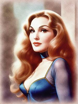Celebrities Painting Royalty Free Images - Julie Newmar, Actress Royalty-Free Image by Sarah Kirk