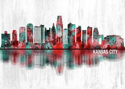 Abstract Skyline Mixed Media - Kansas City Missouri Skyline by NextWay Art