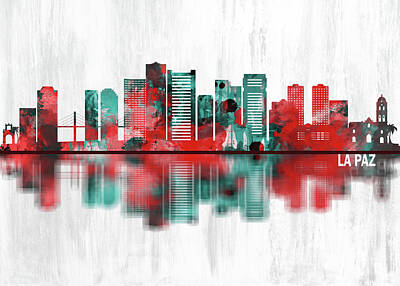 City Scenes Royalty-Free and Rights-Managed Images - La Paz Bolivia Skyline by NextWay Art