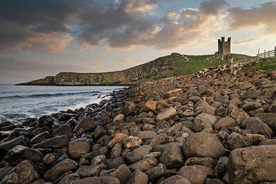 Landscapes Royalty-Free and Rights-Managed Images - Landscape image of Dunstanburgh Castle on Northumberland coastli by Matthew Gibson