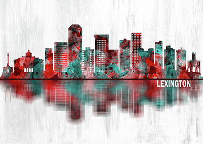 Abstract Skyline Mixed Media - Lexington Kentucky Skyline by NextWay Art