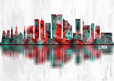 Abstract Skyline Mixed Media - Lima Peru Skyline by NextWay Art