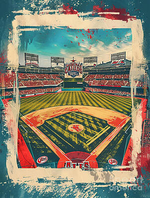 Sports Paintings - Los Angeles Angels stadium  by Tommy Mcdaniel