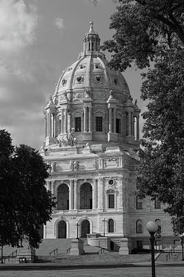 Go For Gold - Minnesota state capitol building in St. Paul Minnesota in black and white by Eldon McGraw
