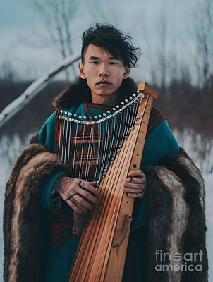 Musicians Rights Managed Images - Musician  from  Nenets  Tribe  Siberia    Surreal  by Asar Studios Royalty-Free Image by Celestial Images