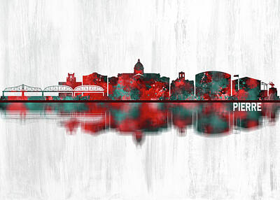 Cities Mixed Media Royalty Free Images - Pierre South Dakota Skyline Royalty-Free Image by NextWay Art