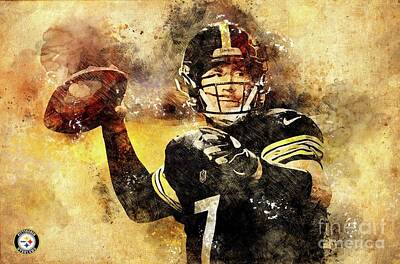 Football Royalty-Free and Rights-Managed Images - Pittsburgh Steelers NFL American Football Team,Pittsburgh Steelers Player,Sports Posters for Sports  by Drawspots Illustrations
