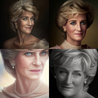Portraits Digital Art - Portrait  of  Princess  Diana  at  age award  winn  by Asar Studios by Celestial Images