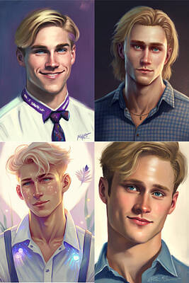 Portraits Digital Art - portrait  of  young  kevin  keller  with  blonde  hair  by Asar Studios by Celestial Images