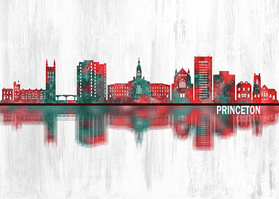 Abstract Skyline Mixed Media - Princeton New Jersey Skyline by NextWay Art