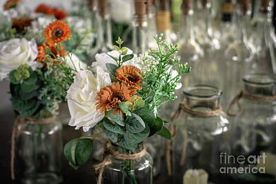 Stunning 1x - Romantic Flower Bouquet Arrangements On Wedding Party Table Top by JM Travel Photography