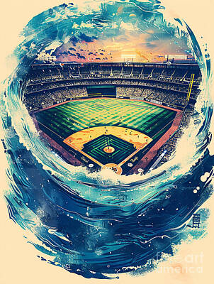 Surrealism Painting Royalty Free Images - San Diego Padres stadium  Royalty-Free Image by Tommy Mcdaniel