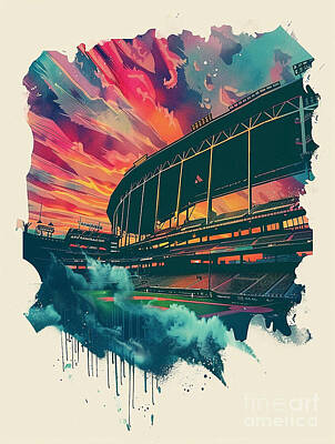 Surrealism Painting Royalty Free Images - Seattle Mariners stadium  Royalty-Free Image by Tommy Mcdaniel