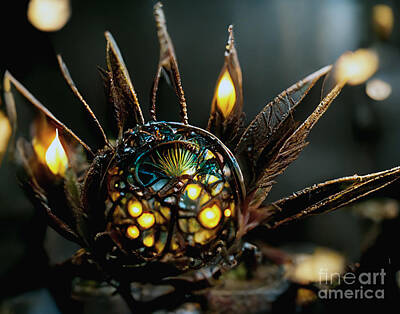 Fantasy Digital Art - Steampunk Fantasy Protea Flowers by Allan Swart