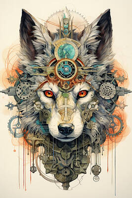 Steampunk Digital Art - Steampunk Wolf  by EML CircusValley