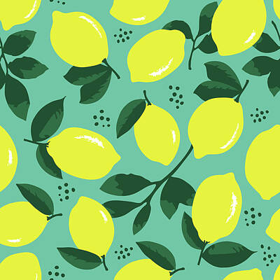Animals And Earth - Summer pattern with lemons by Julien
