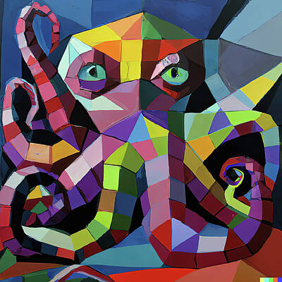 Surrealism Photo Royalty Free Images - Surreal, Cubist view of large octopus Royalty-Free Image by Steve Estvanik