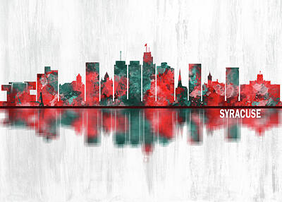 Skylines Mixed Media - Syracuse USA Skyline by NextWay Art