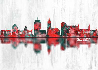 City Scenes Royalty-Free and Rights-Managed Images - Szczecin Poland Skyline by NextWay Art