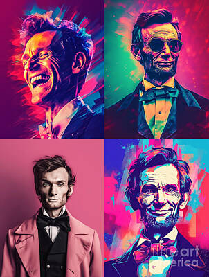 Surrealism Royalty Free Images - Teen  Abraham  Lincoln  happy  and  smiling  Surreal   by Asar Studios Royalty-Free Image by Celestial Images