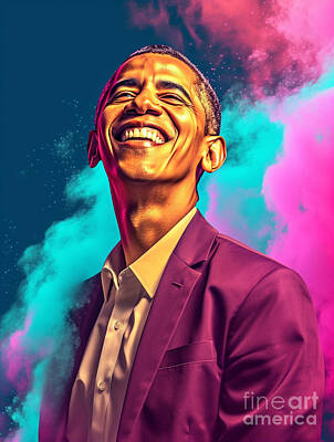 Politicians Royalty-Free and Rights-Managed Images - Teen  Barack  Obama  happy  and  smiling  Surreal  by Asar Studios by Celestial Images