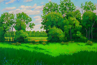 Landscapes Digital Art - The  Green  Glade  landscape  beautiful  day  oil  pai  by Asar Studios by Celestial Images