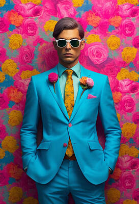 Royalty-Free and Rights-Managed Images - the  man  is  dressed  in  a  short  blue  suit  by Asar Studios by Celestial Images