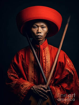 Musician Royalty-Free and Rights-Managed Images - Traditional  Musician  from  Stieng  People  Vietnam  by Asar Studios by Celestial Images
