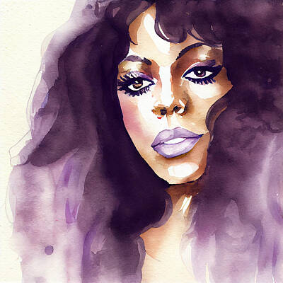 Mixed Media Royalty Free Images - Watercolour Of Donna Summer Royalty-Free Image by Smart Aviation
