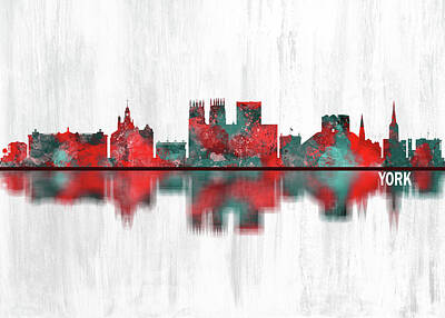 Landscapes Mixed Media Royalty Free Images - York England Skyline Royalty-Free Image by NextWay Art