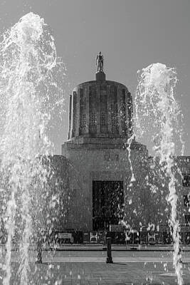 Pbs Kids - Oregon state capitol building in Salem Oregon in black and white by Eldon McGraw