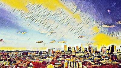 Abstract Skyline Mixed Media - 2020 Nashville  by Ally White