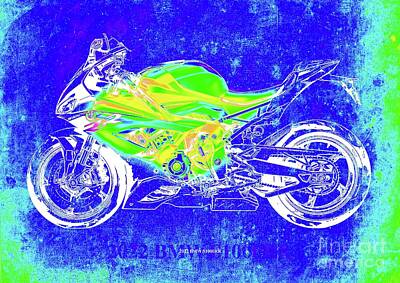 Royalty-Free and Rights-Managed Images - 2022 Bmw S1000rr Infrared Thermovision Motorcycle by Drawspots Illustrations