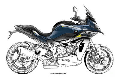 Circuits Royalty Free Images - 2024 BMW S1000XR,Original Artwork Royalty-Free Image by Drawspots Illustrations
