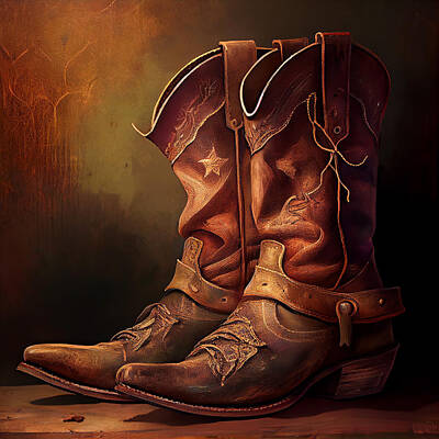 Mixed Media - Cowboy Boots by Stephen Smith Galleries