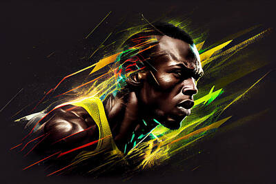 Wildlife Cabin Royalty Free Images - Usain Bolt Royalty-Free Image by Tim Hill