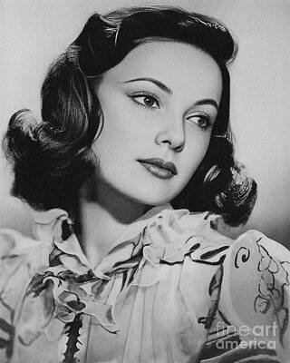 Actors Royalty Free Images - Gene Tierney, Vintage Actress Royalty-Free Image by Esoterica Art Agency