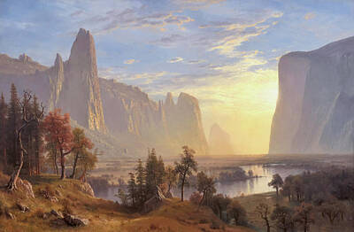 Mountain Paintings - Valley of the Yosemite by Albert Bierstadt by Mango Art