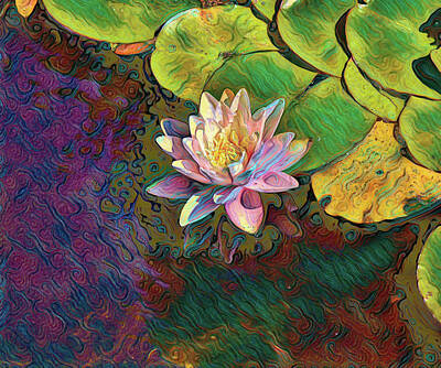 Lilies Digital Art - 24 Water Lily Abstract by Linda Brody