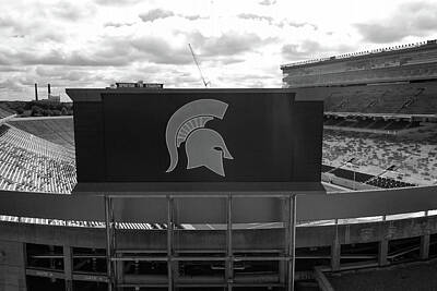 Football Royalty Free Images - Spartan Stadium at Michigan State University in East Lansing Michigan in black and white Royalty-Free Image by Eldon McGraw
