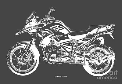 Curated Travel Chargers - 2021 BMW R1250GS Motorcycle,Original Artwork,Drawspots Gift for Bikers by Drawspots Illustrations