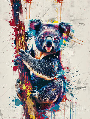 Surrealism Drawings Rights Managed Images - A vibrant mix of Koala Wild animal Royalty-Free Image by Clint McLaughlin