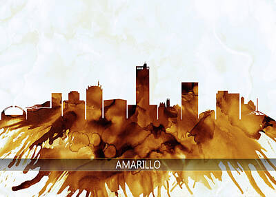 Landscapes Mixed Media Royalty Free Images - Amarillo Texas Skyline Royalty-Free Image by NextWay Art