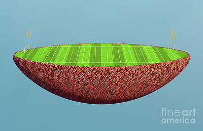 Football Royalty Free Images - American Football Half Ball Stadium Concept Royalty-Free Image by Allan Swart