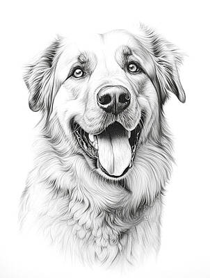 Mammals Mixed Media - Anatolian Shepherd Dog Pencil Drawing by Stephen Smith Galleries