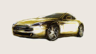 Modern Kitchen Royalty Free Images - Aston Martin Car Drawing Royalty-Free Image by CarsToon Concept