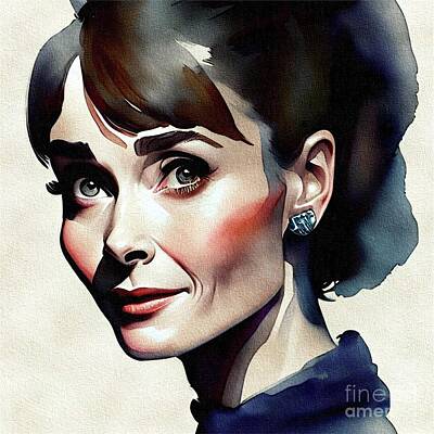 Actors Paintings - Audrey Hepburn, Actress by Esoterica Art Agency