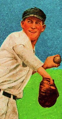 Baseball Royalty-Free and Rights-Managed Images - Baseball Game Cards of Sweet Caporal Hal Chase Oil Painting by Celestial Images