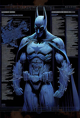 Comics Mixed Media - Batman Blueprint Wall Part by Tim Hill
